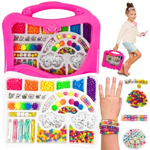 Koraliki do Bransoletek Biżuterii Literki Buźki Emoji Duży Zestaw w Walizce