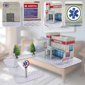 Szpital Pogotowie Puzzle 3D dla Dzieci z Resorakiem Trójwymiarowa Układanka