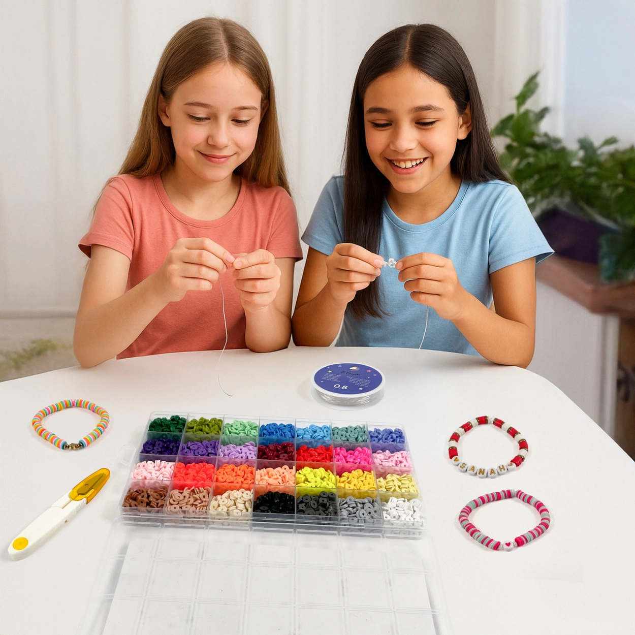 Koraliki Płaskie do Robienia Bransoletek Biżuterii Literki Zestaw