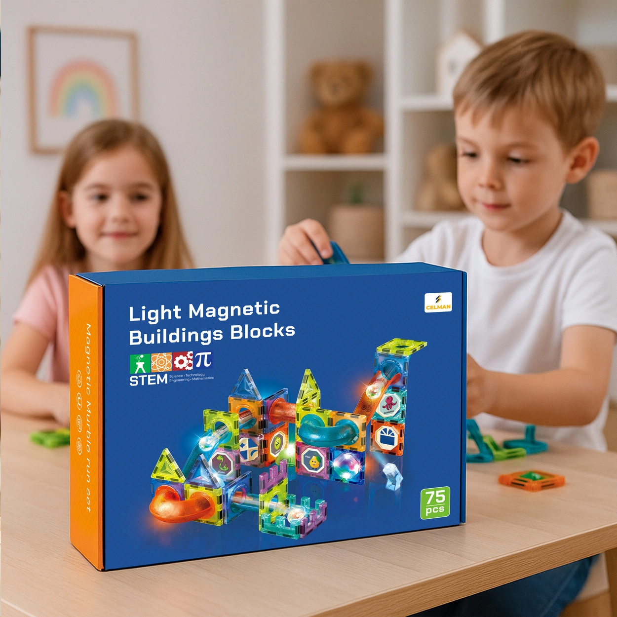Klocki Magnetyczne - Light Magnetic Blocks 75 elementów