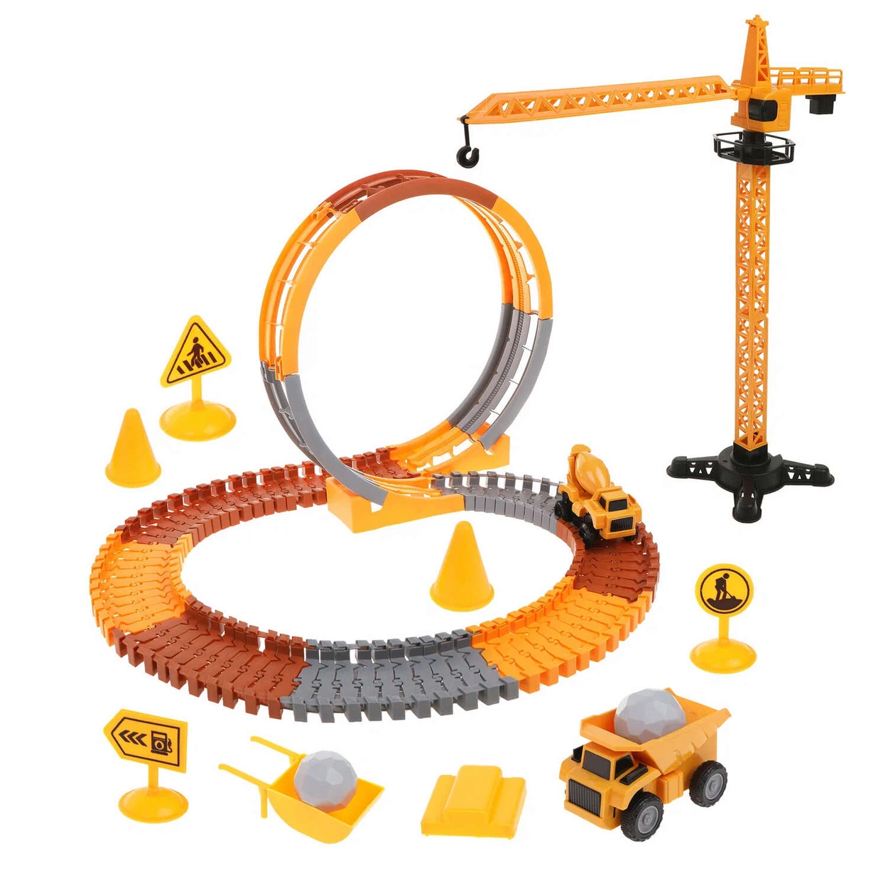 Mega Tor Wyścigowy Interaktywny Zestaw Budowlany Autka 80 Elementów