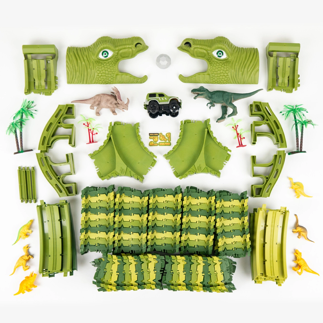 Tor Wyścigowy Mega City Dino Park Zestaw z Autkiem i Tory Dinozaurów T Rex 260 Elementów