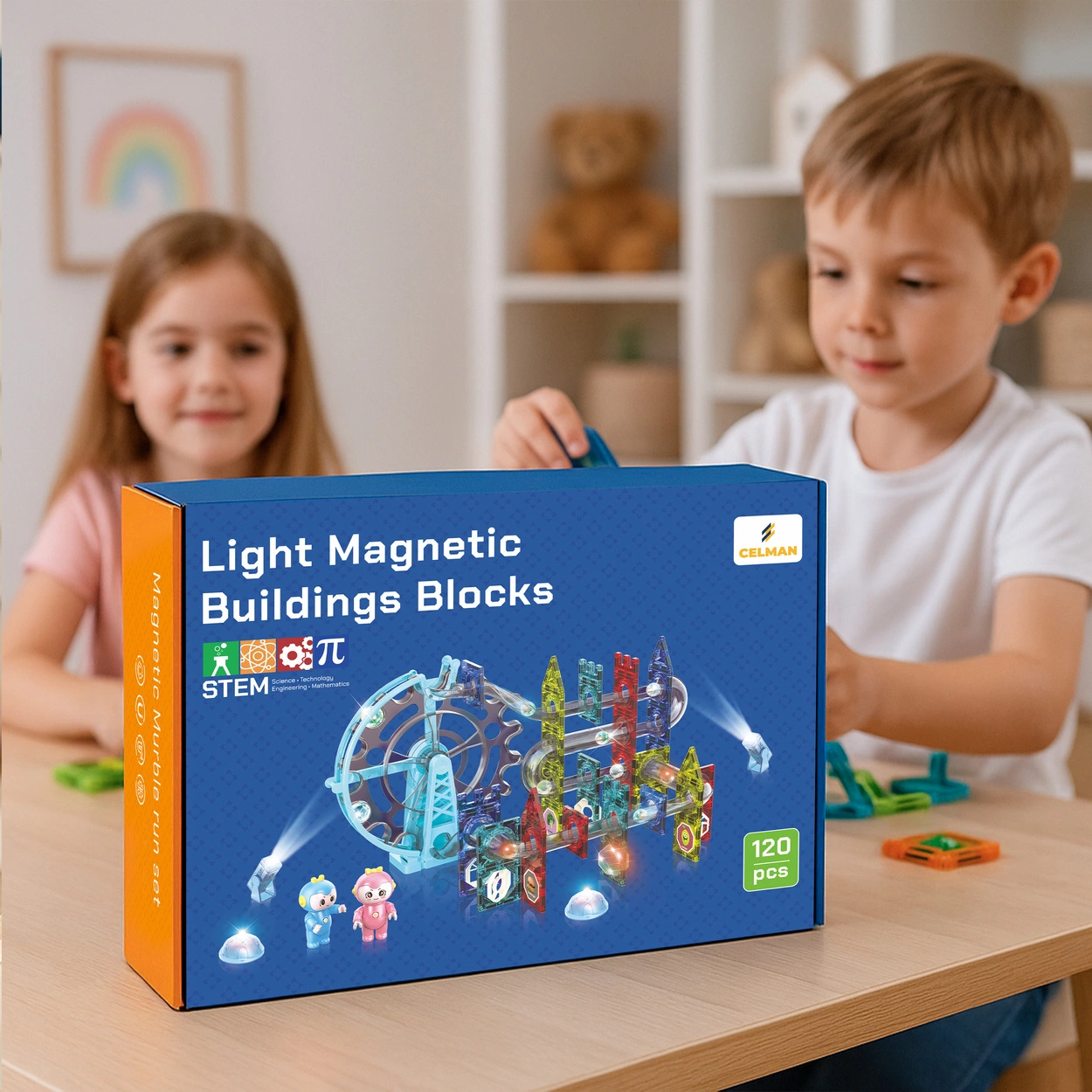 Magnetyczny tor kulkowy kulodrom - Klocki magnetyczne Magic Magnetic Blocks 120 el