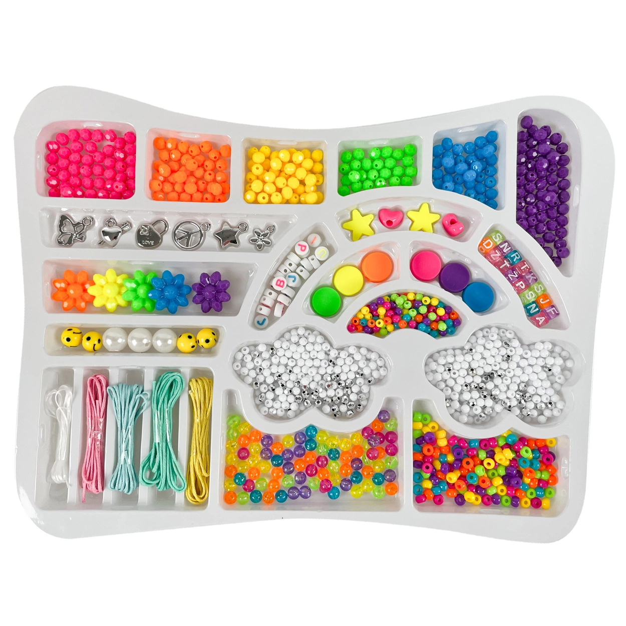 Koraliki do Bransoletek Biżuterii Literki Buźki Emoji Duży Zestaw w Walizce