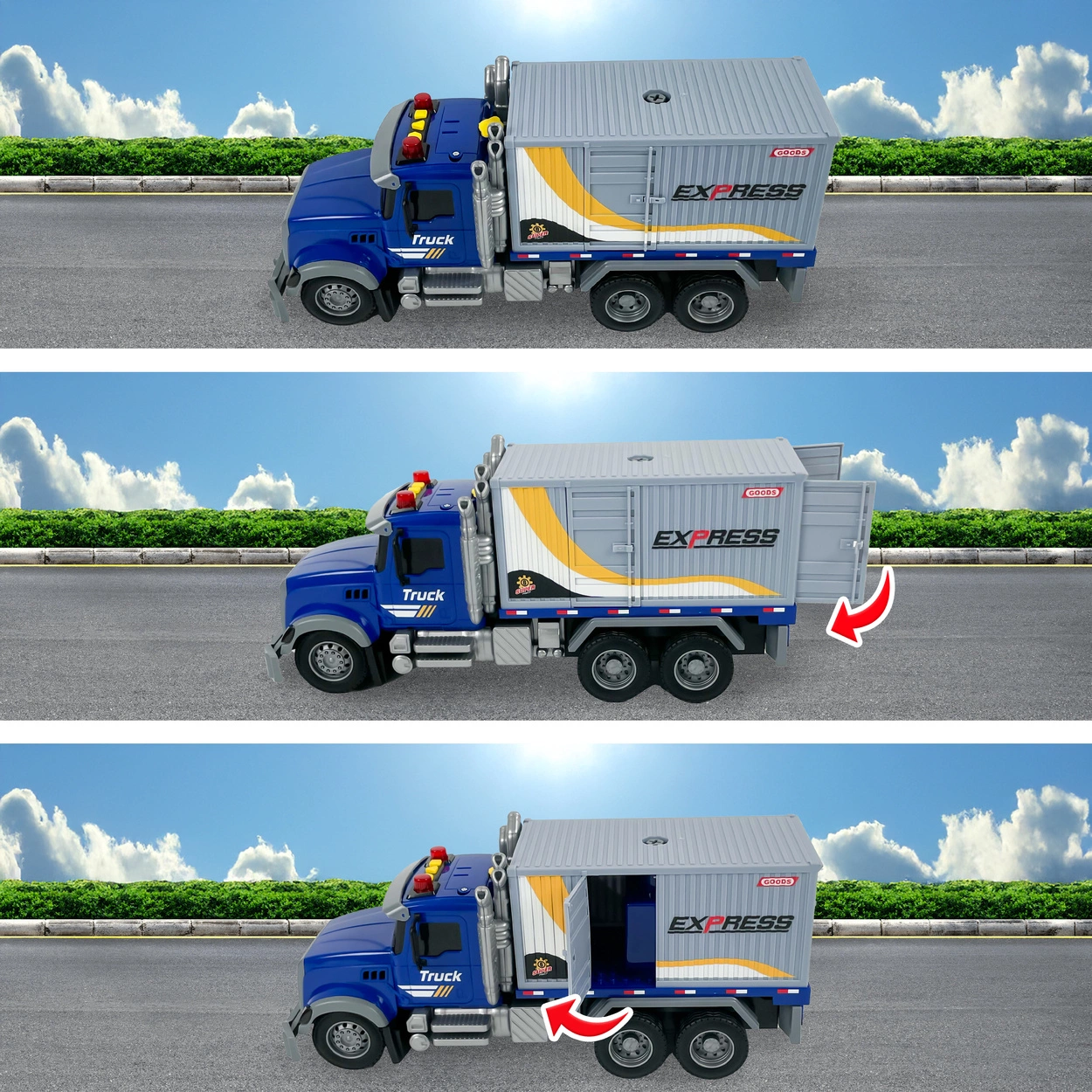 Duża Ciężarówka Kontenerowa Interaktywna z Napędem Dźwięki Światła Dym 1:10