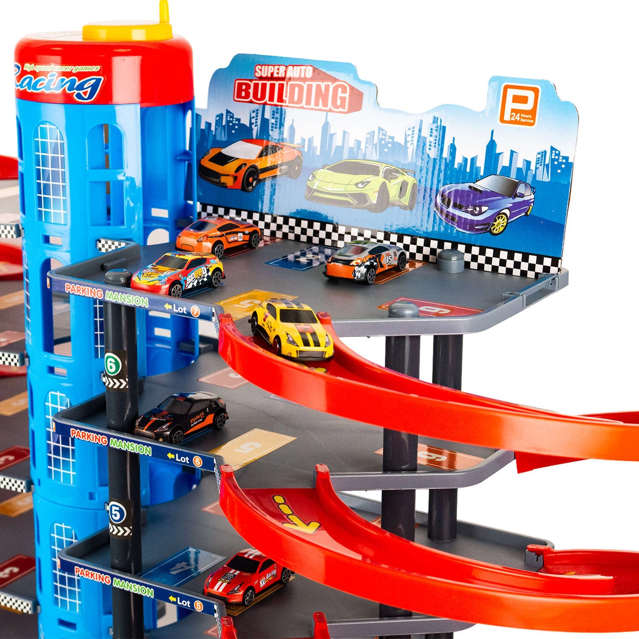 Garaż Wielopoziomowy XXXL 6 Piętrowy Parking na Resoraki 10 Autek Metalowych 92822