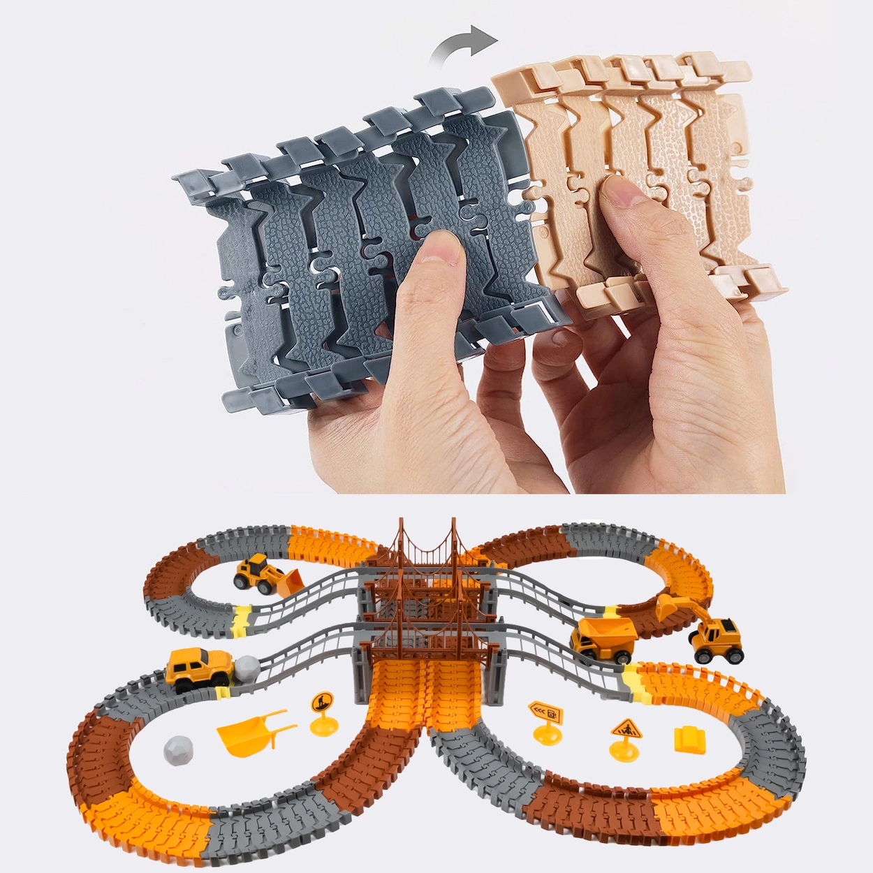 Mega Tor Wyścigowy Interaktywny Zestaw Budowlany Autka 273 Elementów