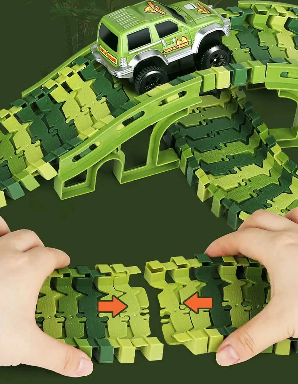 Tor Wyścigowy Mega City Dino Park Zestaw z Autkiem i Tory Dinozaurów T Rex 324 Elementów