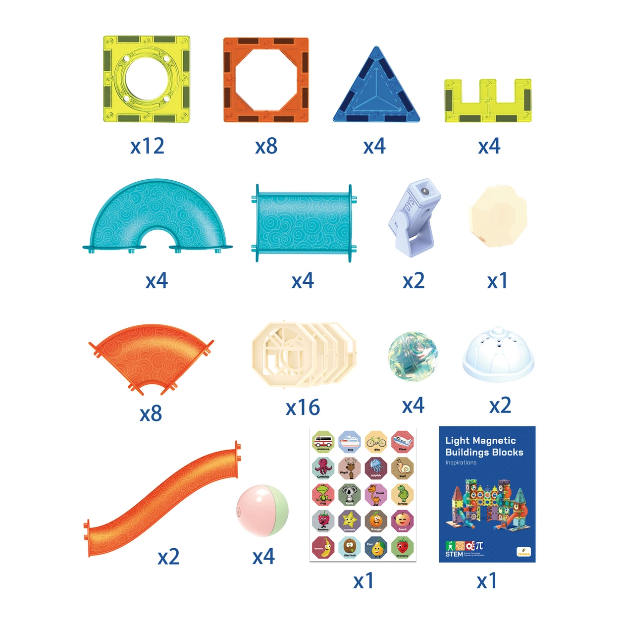 Klocki Magnetyczne - Light Magnetic Blocks 75 elementów