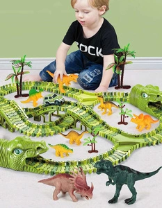 Tor Wyścigowy Mega City Dino Park Zestaw z Autkiem i Tory Dinozaurów T Rex 260 Elementów