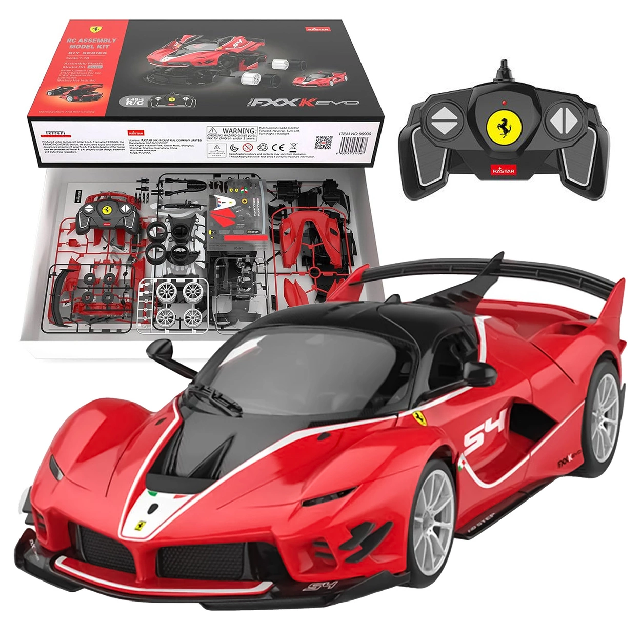 Zdalnie sterowany samochód Ferrari FXXK model do złożenia Rastar 96900 R/C 1:18
