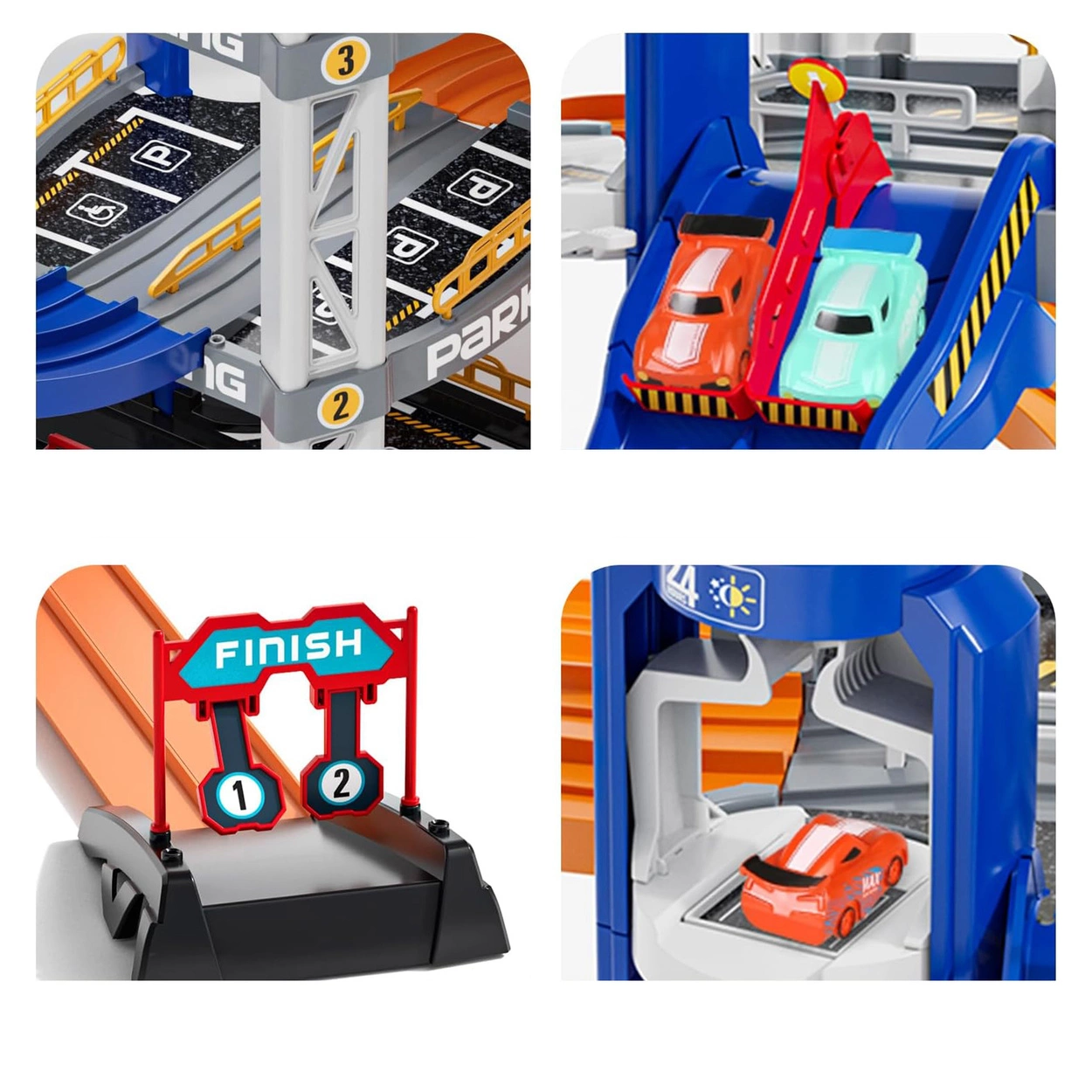 Wielopoziomowy Parking Tor Wyścigowy dla Dzieci Podwójny Tor 8 Samochodów