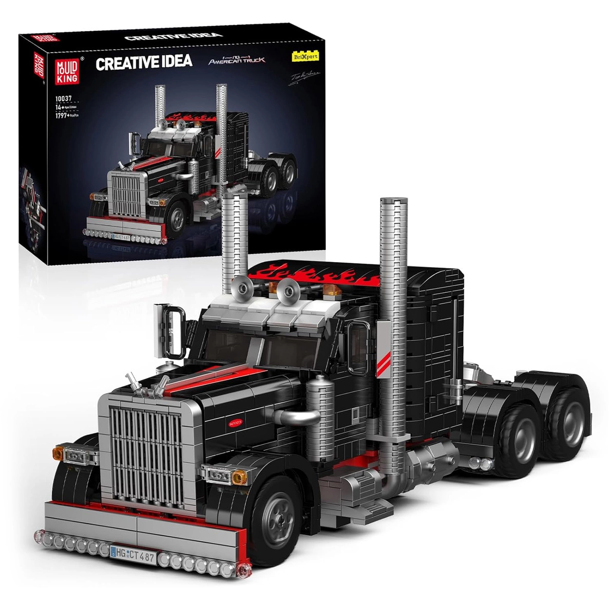 Ciężarówka American Truck Klocki Konstrukcyjne – Czarny Klasyk Szos – 1797 Elementów