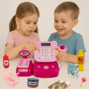 Interaktywna Kasa Fiskalna dla Dzieci Sklepowa Waga Skaner Koszyk Monety