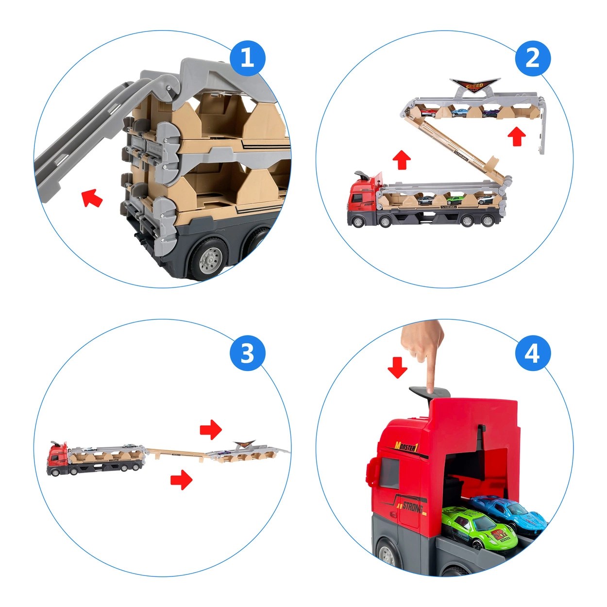 Ciężarówka Katapultowa Transporter Laweta 207cm + 6 Resoraków