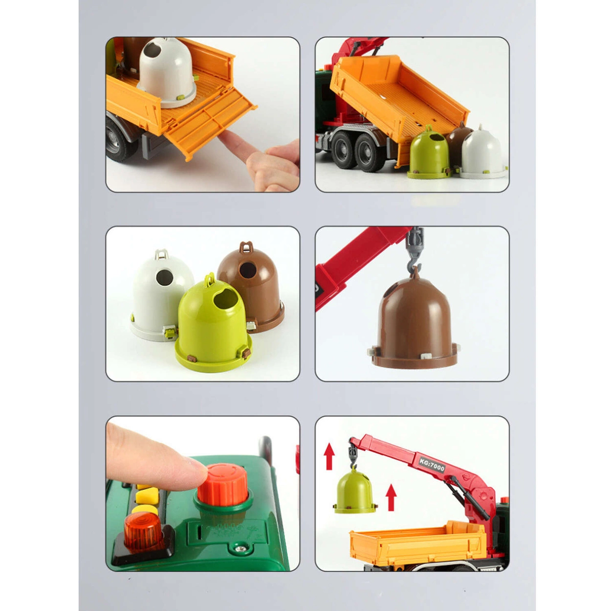 Auto Śmieciarka Duża Ciężarówka z Efektami do segregowania odpadów 1:12