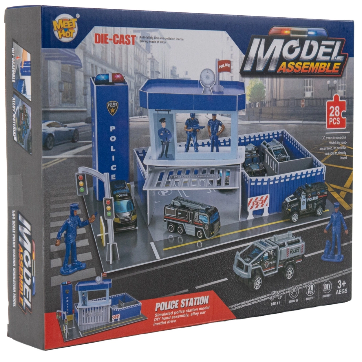 Komisariat Policja Puzzle 3D dla Dzieci z Resorakiem Trójwymiarowa Układanka