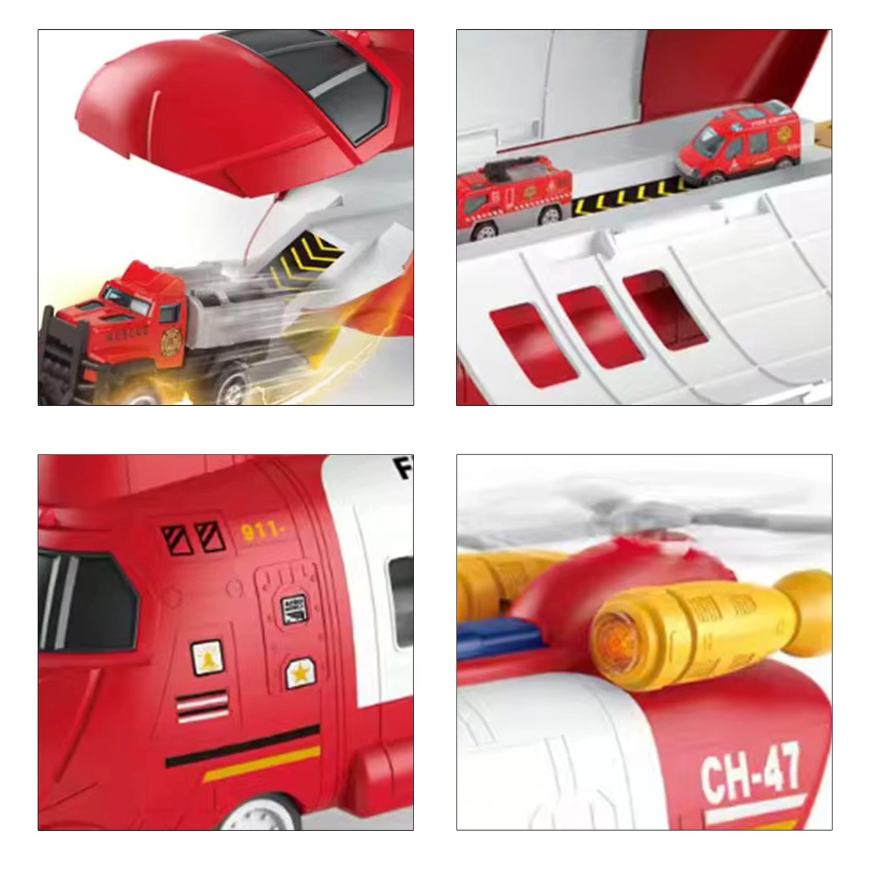 Helikopter Strażacki Transporter Miejski z Metalowymi Resorakami