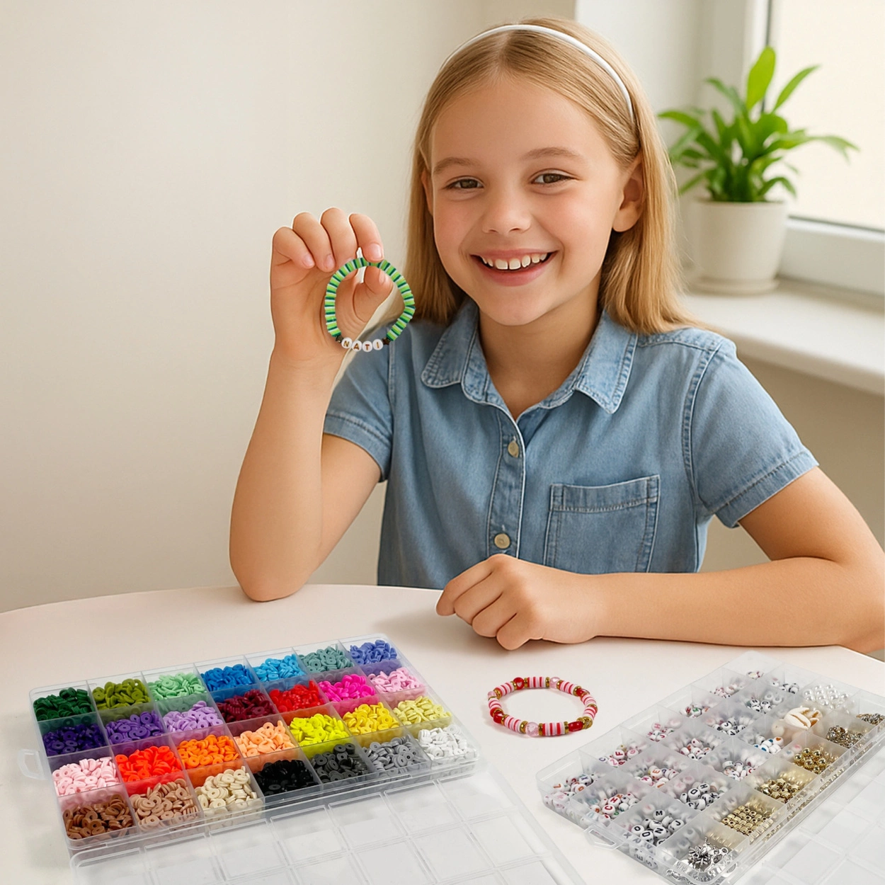 Koraliki Płaskie do Robienia Bransoletek Biżuterii Literki Zestaw