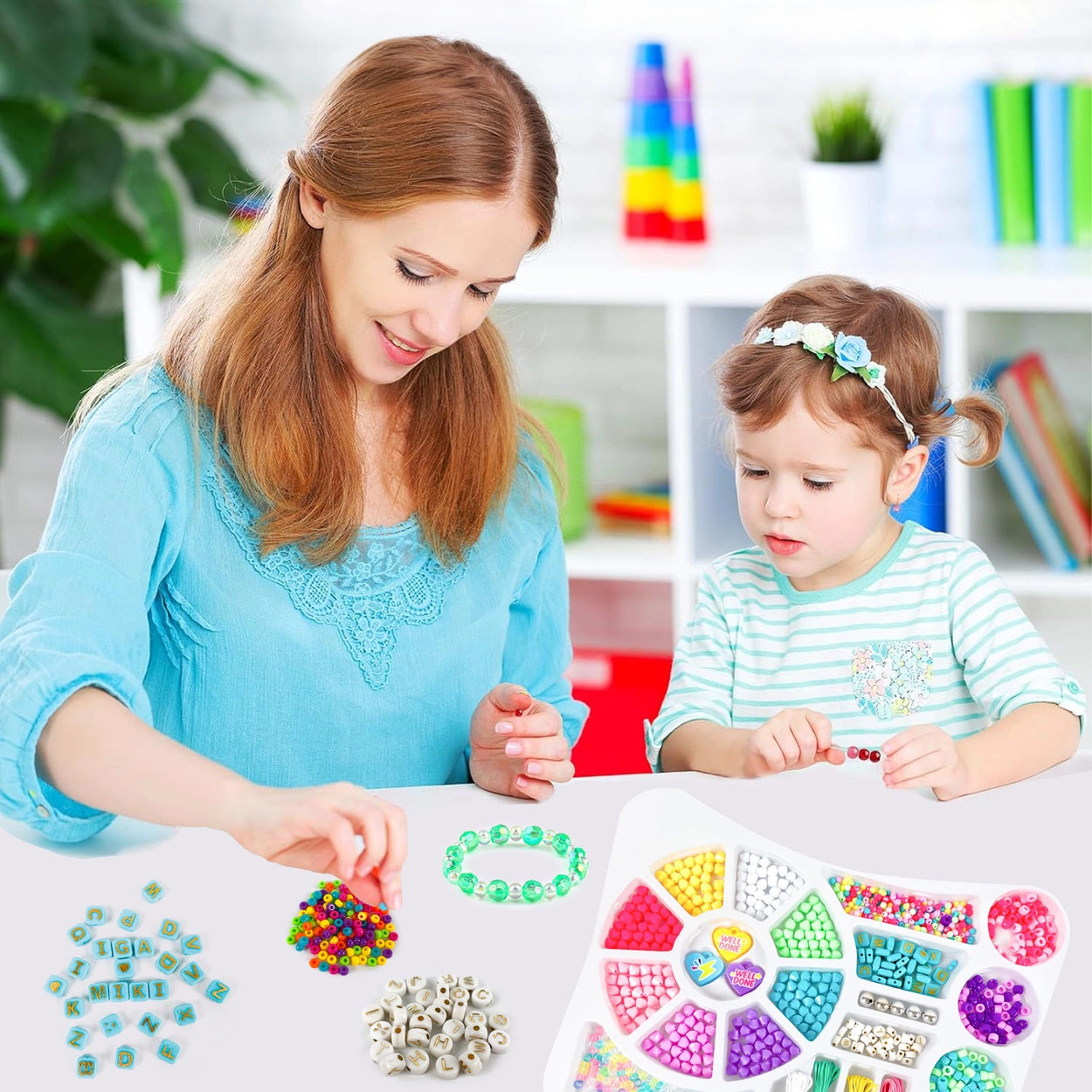 Koraliki do Bransoletek Biżuterii Literki Kreatywny Zestaw w Walizce