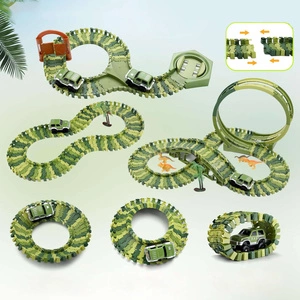 Tor Wyścigowy Mega City Dino Park Zestaw z Autkiem i Tory Dinozaurów T Rex 324 Elementów