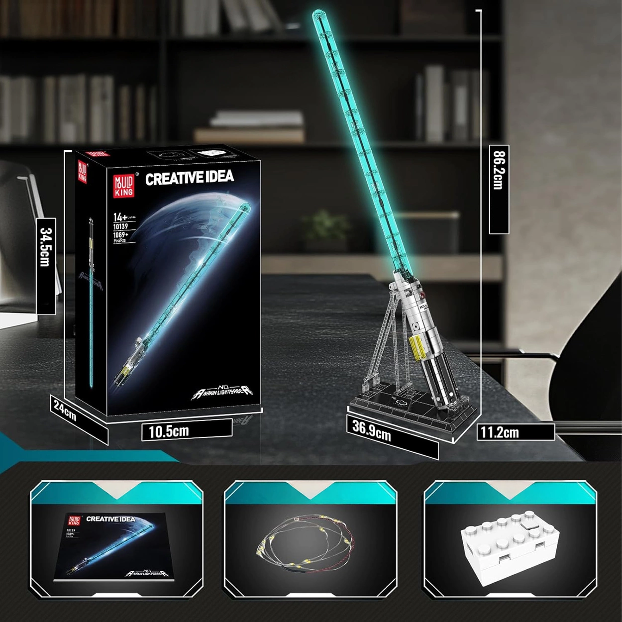 Niebieski Miecz Świetlny – Świecący Model Kolekcjonerski z 1089 Elementów