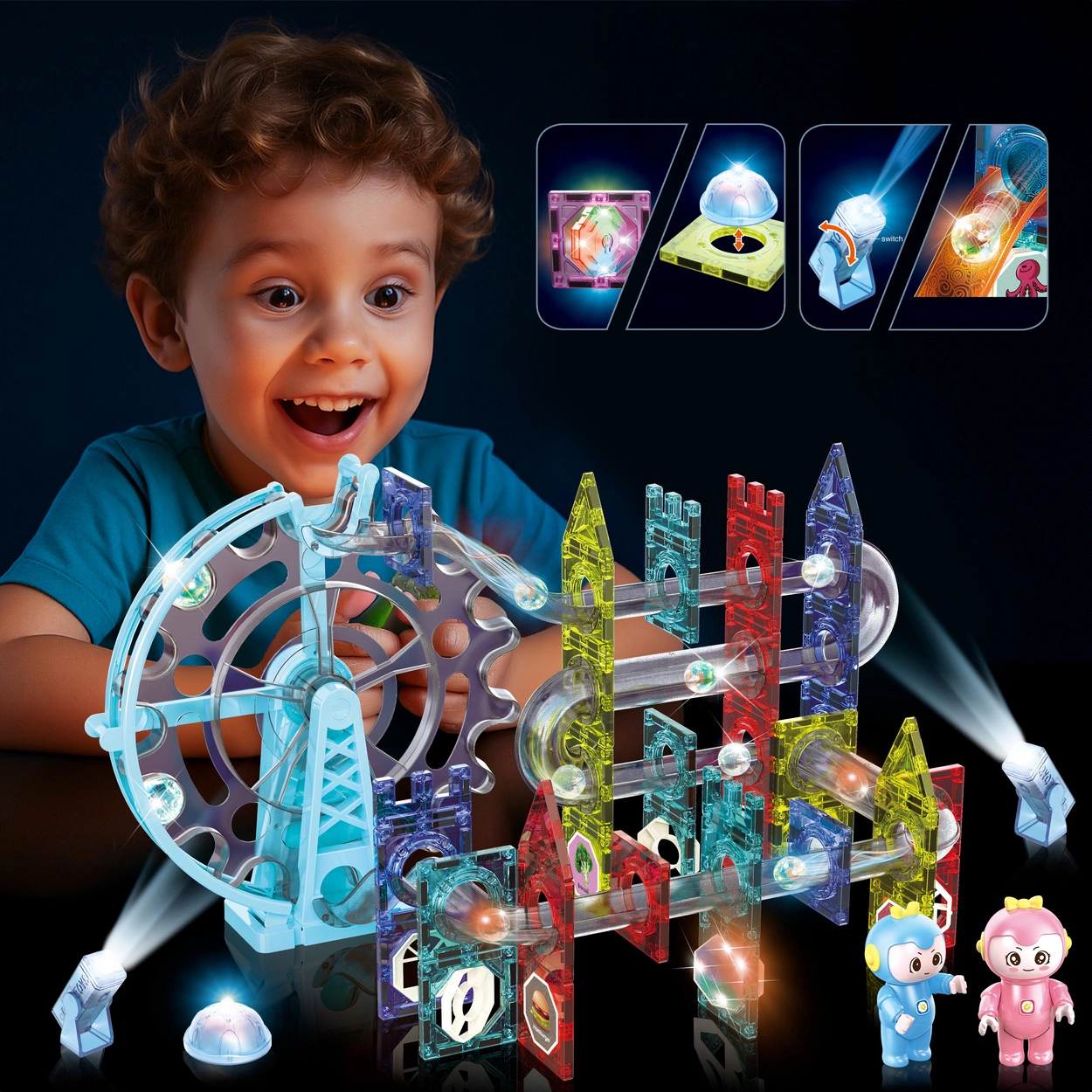 Magnetyczny tor kulkowy kulodrom - Klocki magnetyczne Magic Magnetic Blocks 120 el