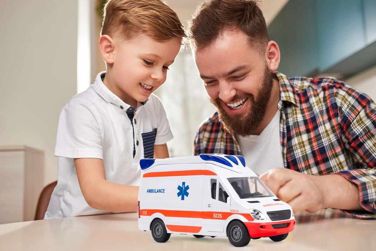 Ambulans Karetka Pogotowia Ratunkowego Zabawka z Dźwiękami i Noszami