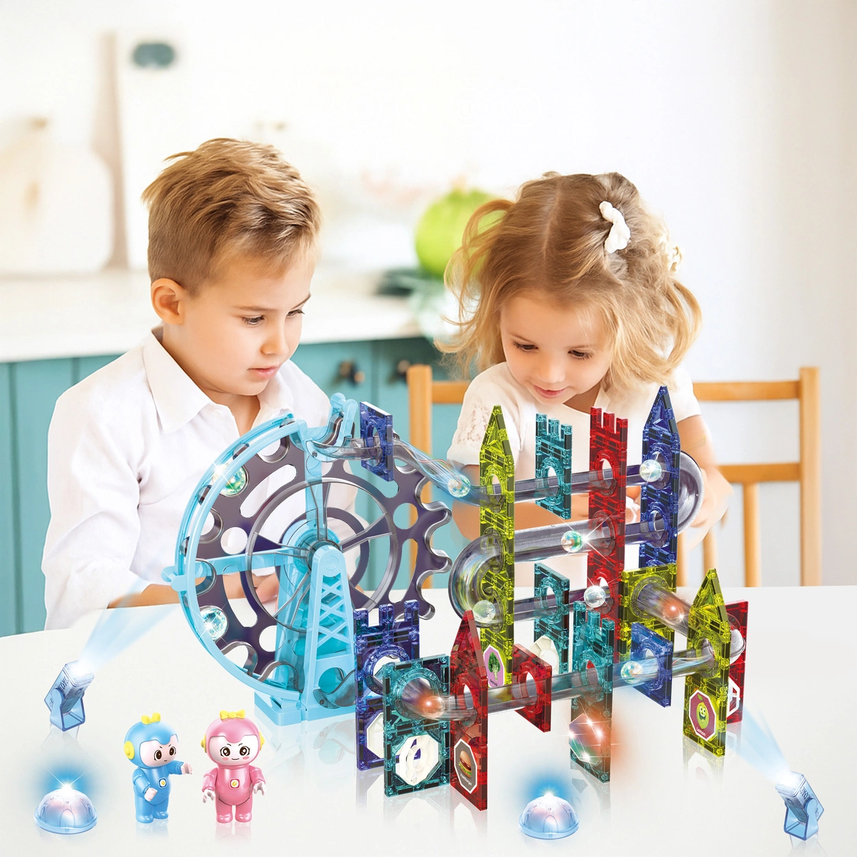 Magnetyczny tor kulkowy kulodrom - Klocki magnetyczne Magic Magnetic Blocks 120 el