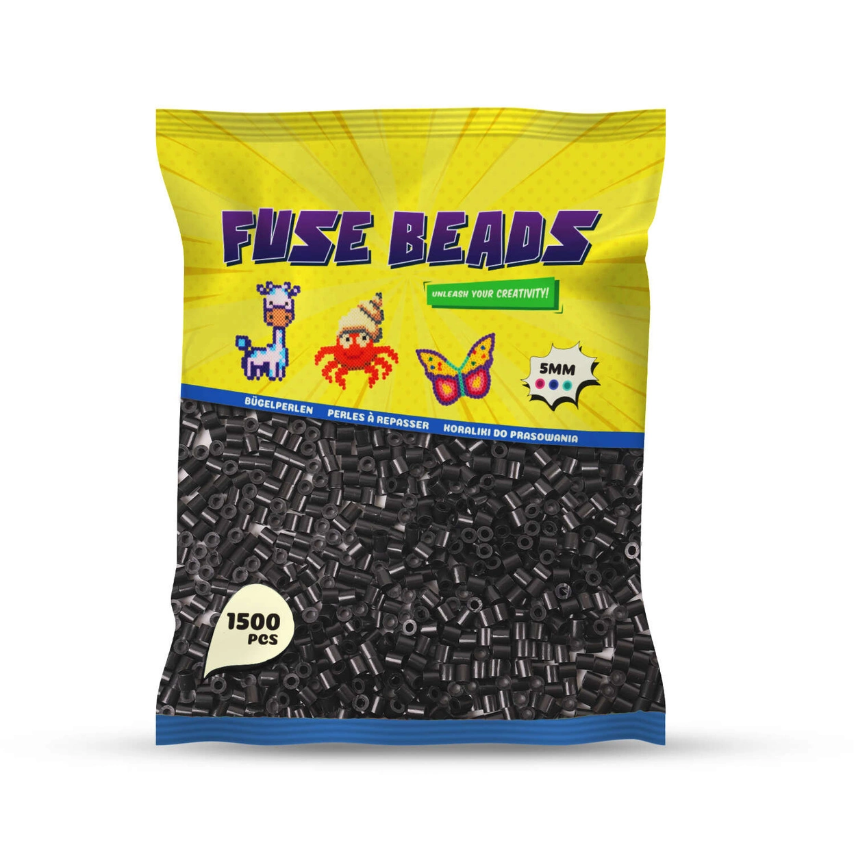 Koraliki do prasowania CZARNE 1500 szt Benny Beads