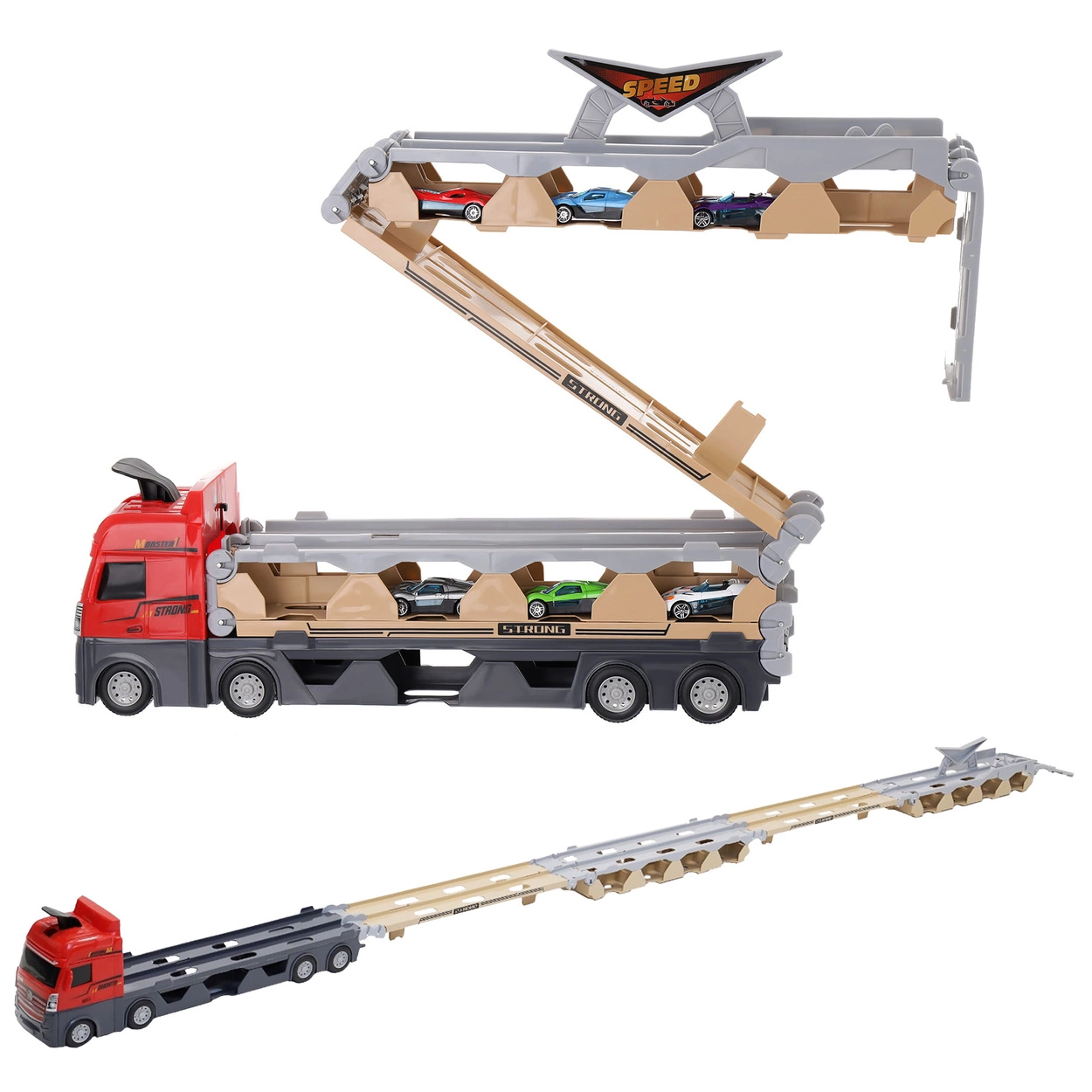 Ciężarówka Katapultowa Transporter Laweta 207cm + 6 Resoraków