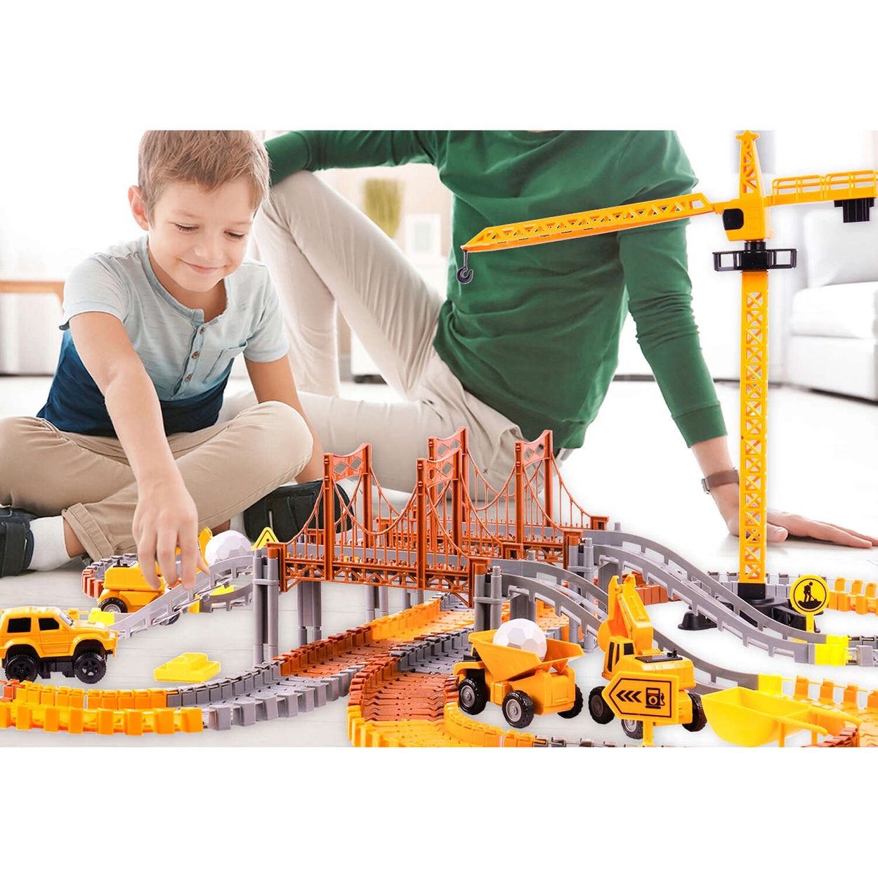 Mega Tor Wyścigowy Interaktywny Zestaw Budowlany Autka 273 Elementów