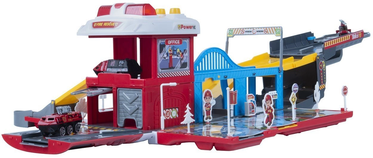 GARAŻ RESORAKI DLA DZIECI WÓZ STRAŻACKI REMIZA 2w1