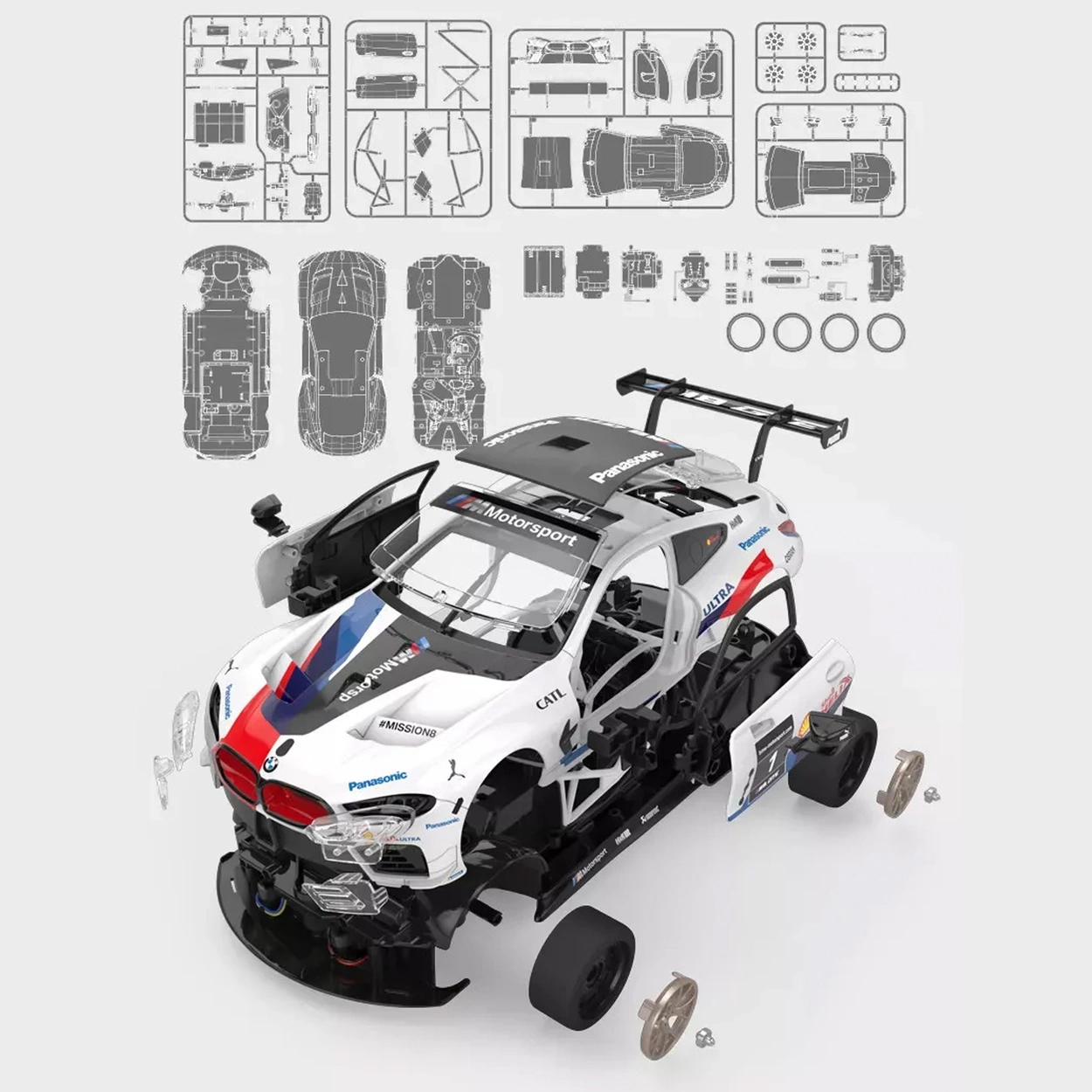Rastar BMW M8 GTE Model do złożenia 1:18 RC 97200 Building Kit Car