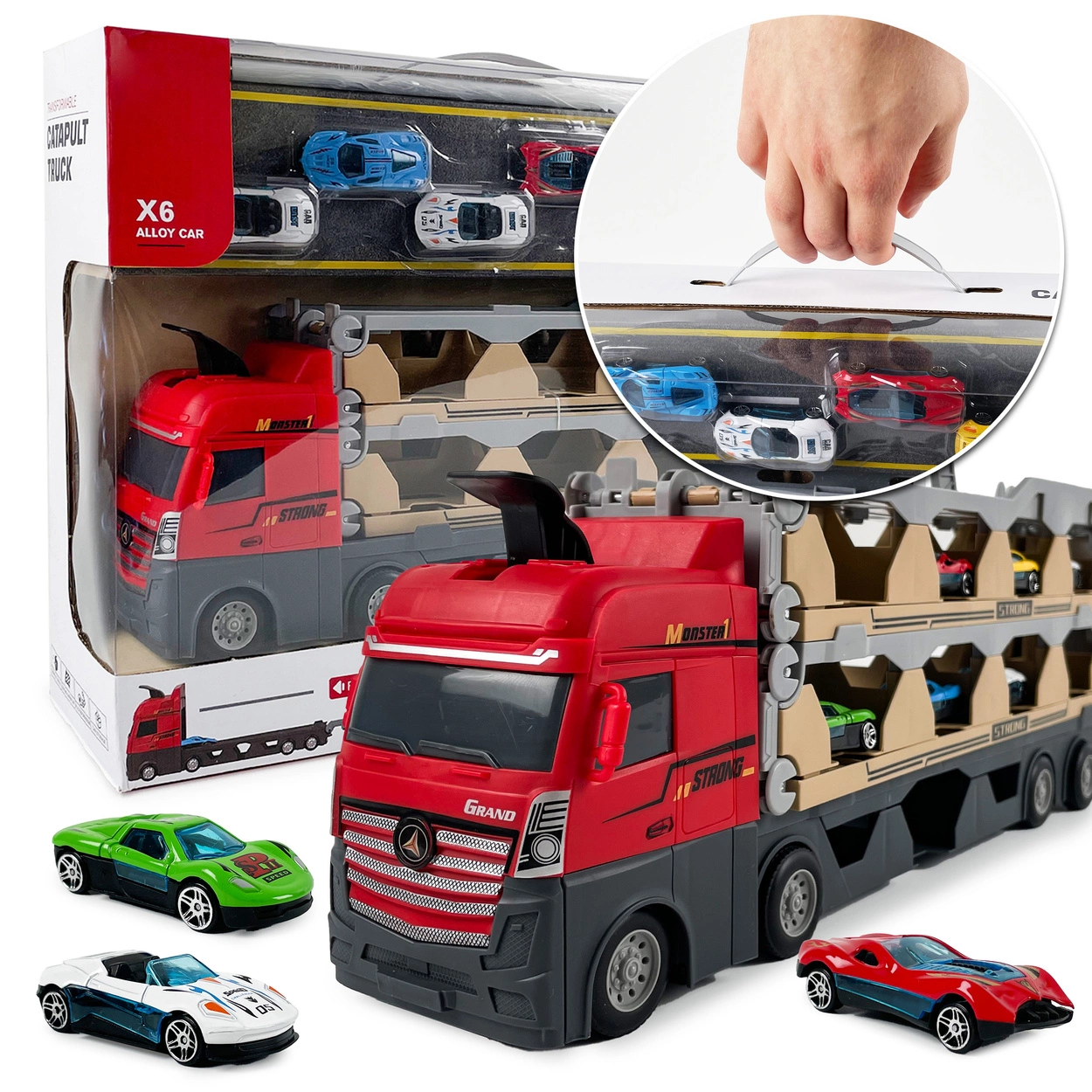 Ciężarówka Katapultowa Transporter Laweta 207cm + 6 Resoraków