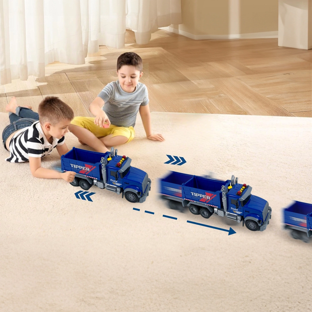 Duży Samochód Wywrotka z EFEKTAMI Dźwięki Światła Dym Ciężarówka Z NAPĘDEM