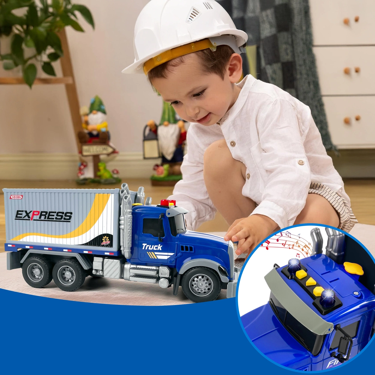 Duża Ciężarówka Kontenerowa Interaktywna z Napędem Dźwięki Światła Dym 1:10