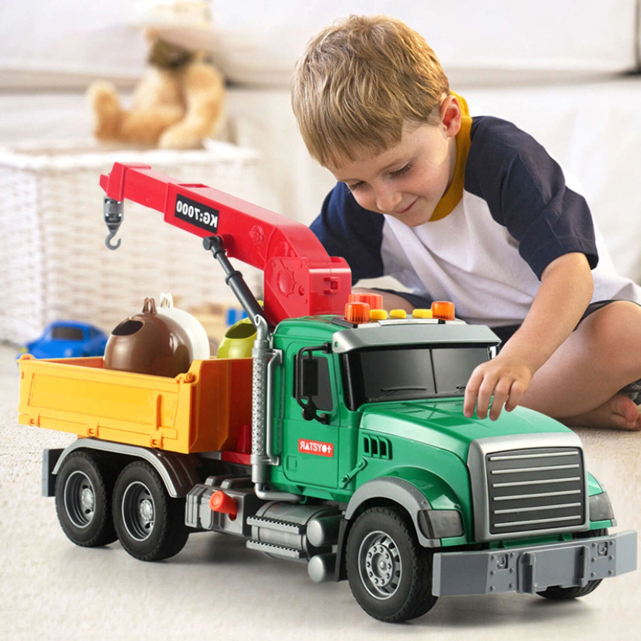 Auto Śmieciarka Duża Ciężarówka z Efektami do segregowania odpadów 1:12