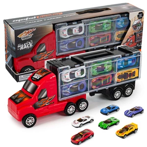 Transporter Ciężarówka na Resoraki Czerwona Akcesoria