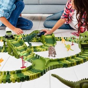 Tor Wyścigowy Mega City Dino Park Zestaw z Autkiem i Tory Dinozaurów T Rex 240 Elementów