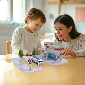 Szpital Pogotowie Puzzle 3D dla Dzieci z Resorakiem Trójwymiarowa Układanka