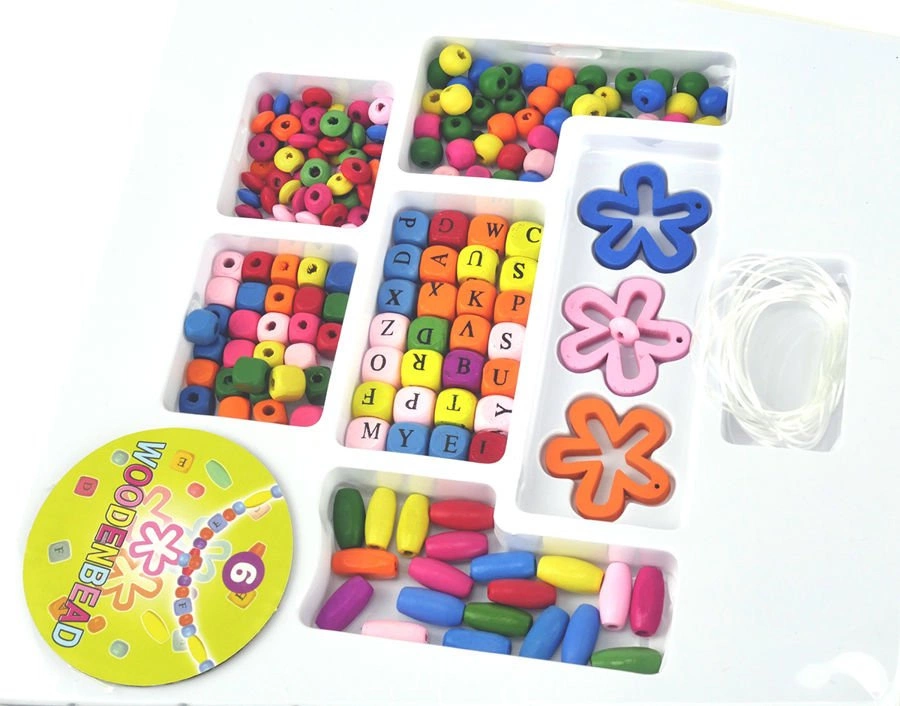 Zestaw drewnianych koralików bransoletki kwiatki