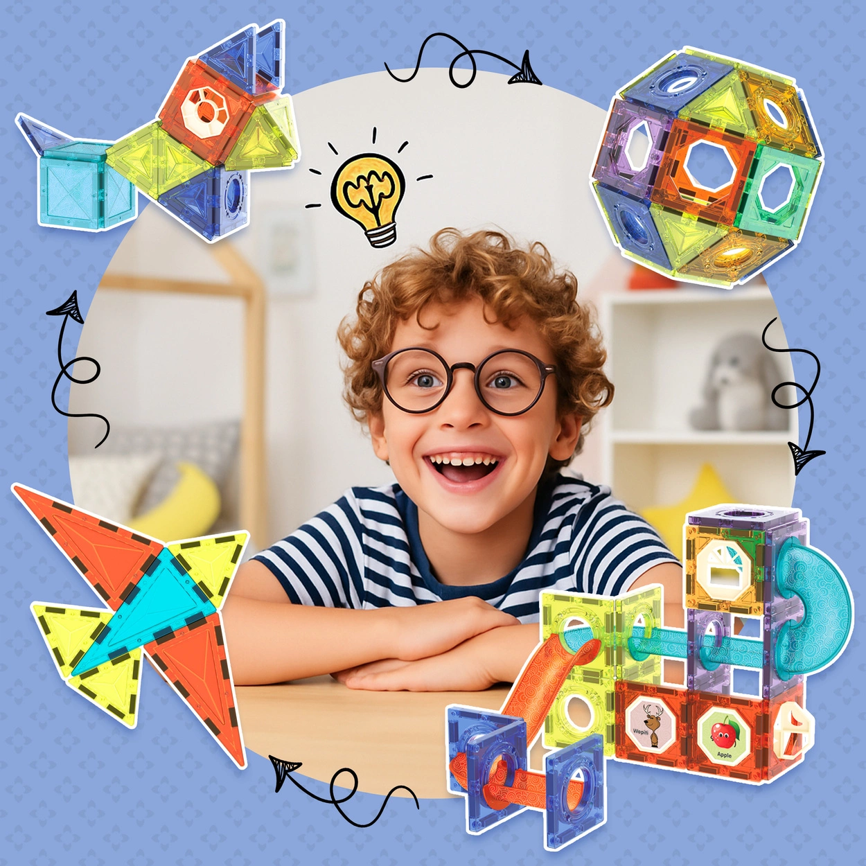 Klocki Magnetyczne - Light Magnetic Blocks 75 elementów