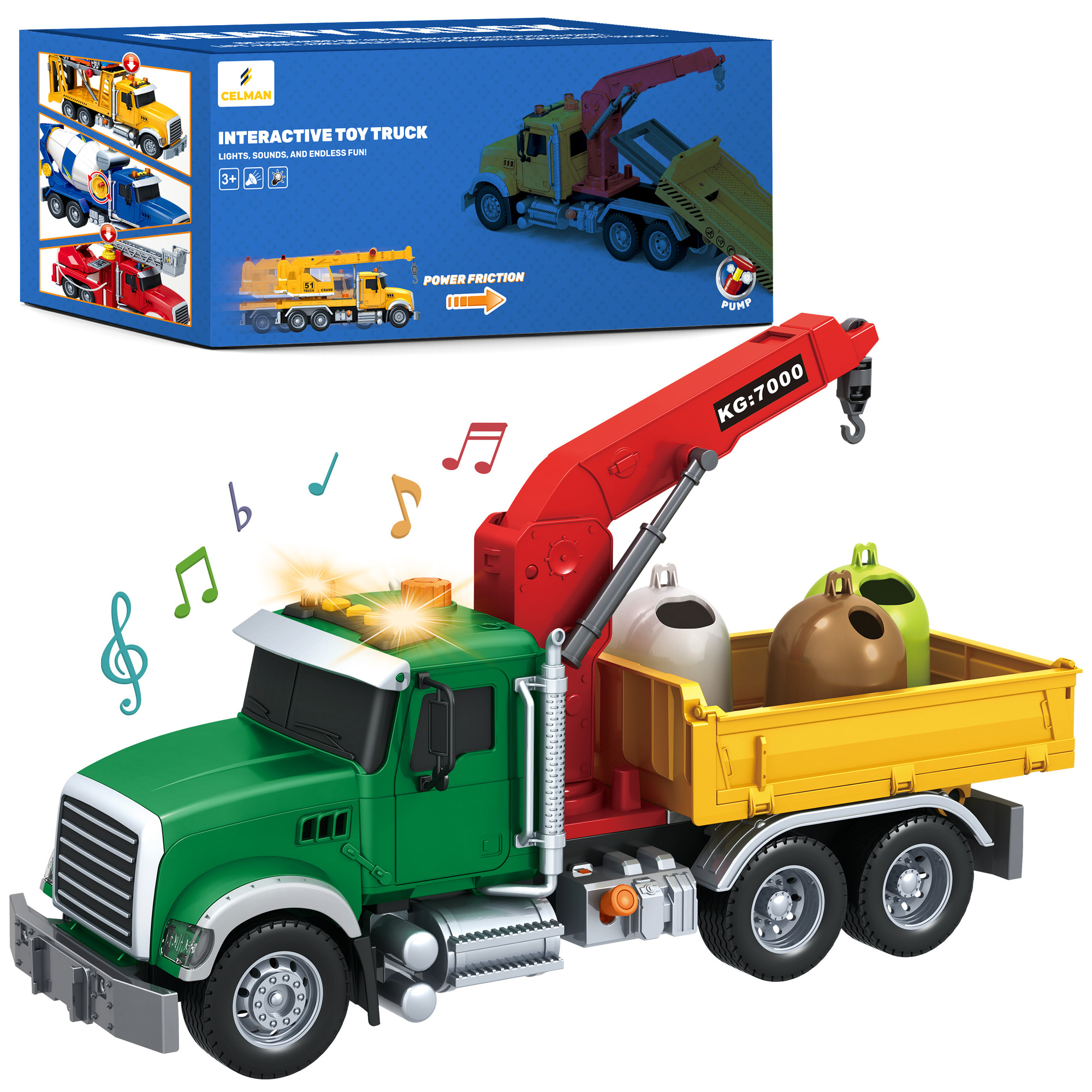 Auto Śmieciarka Duża Ciężarówka z Efektami do segregowania odpadów 1:12