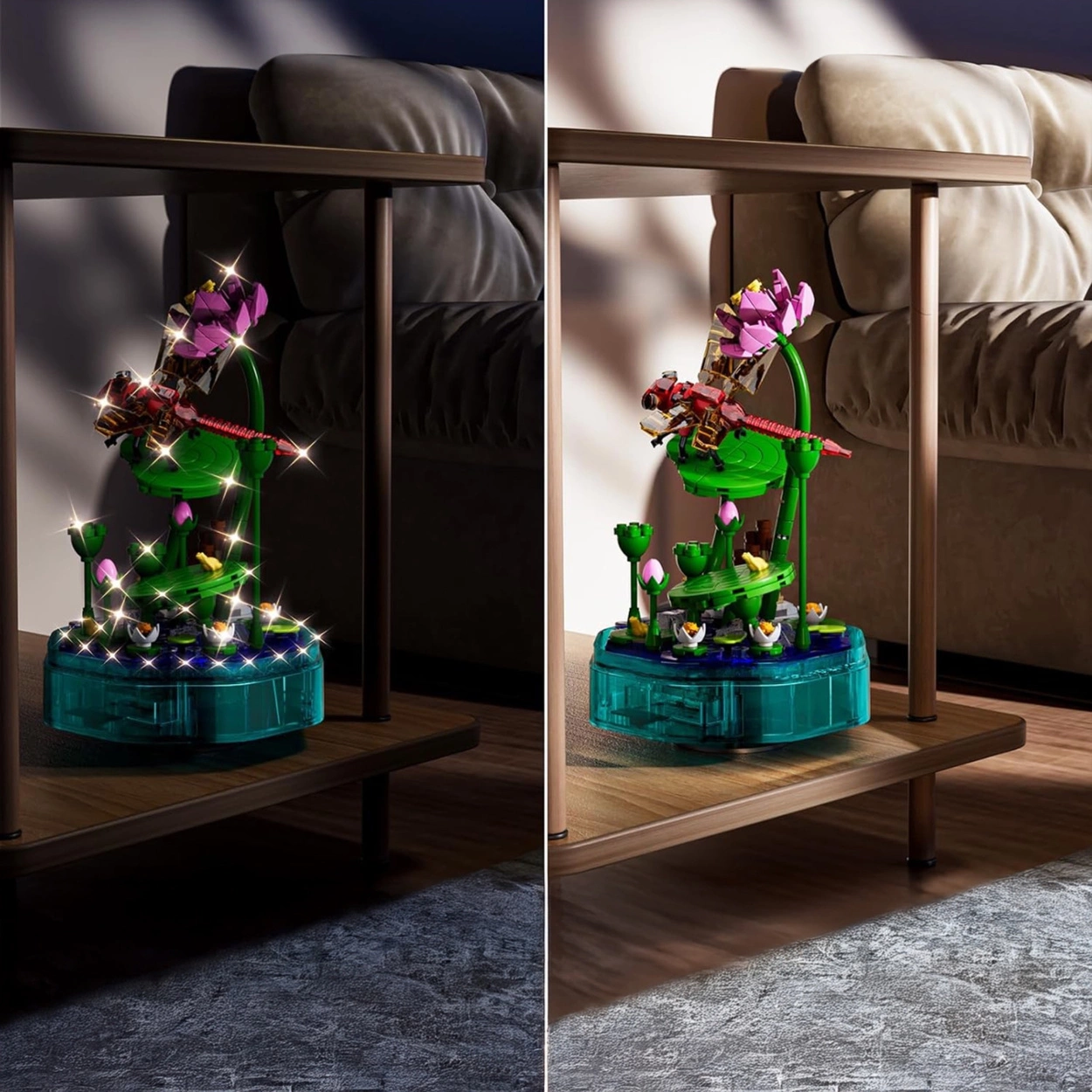 Pozytywka z Ważką 396 Klocków Świecąca Dekoracja