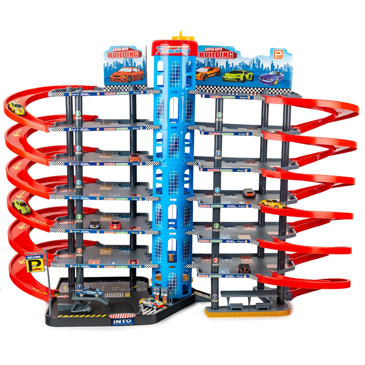 Garaż Wielopoziomowy XXXL 6 Piętrowy Parking na Resoraki 10 Autek Metalowych 92822