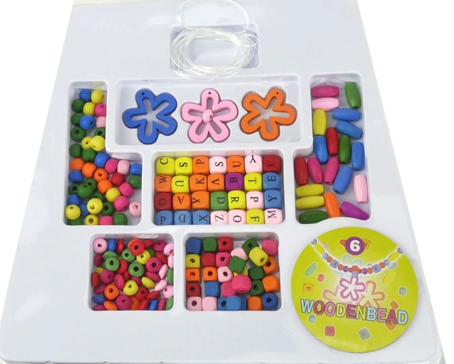Zestaw drewnianych koralików bransoletki kwiatki