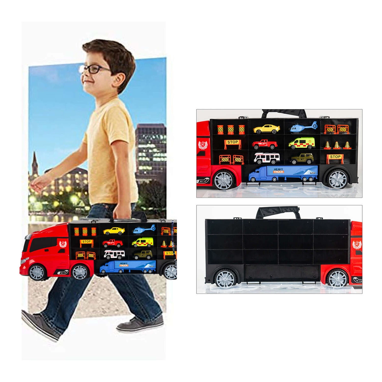 WIELKI Transporter TIR Ciężarówka z Resorakami + WYRZUTNIA