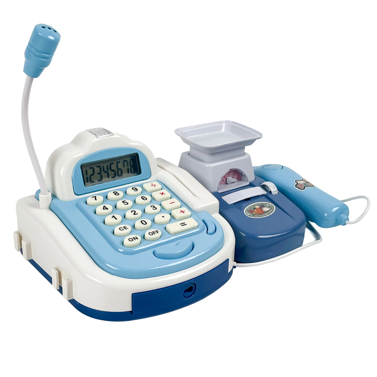 Sklepowa Kasa Fiskalna dla Dzieci Interaktywna z Dźwiękiem Skaner Koszyk