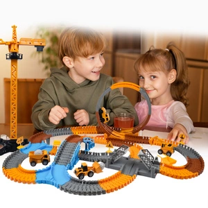 Mega Tor Wyścigowy Interaktywny Zestaw Budowlany Autka 243 Elementów